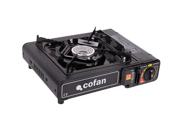 Cofan – Hornillo de Gas Portátil | Encendido Piezoeléctrico | Boquilla Universal | Ideal para Camping y Excursiones